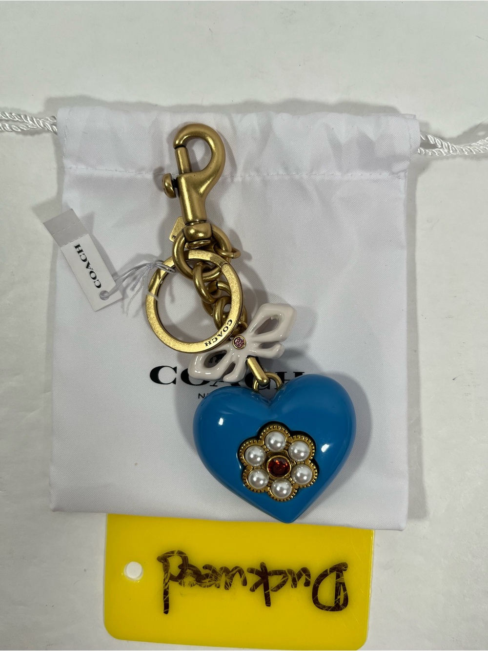 Coach Resin Heart Bag Charm Keychain NWT